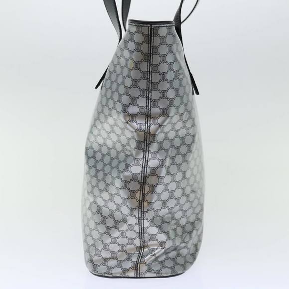 CELINE Macadam Canvas Tote Bag Enamel Silver Black Auth 70632 - Picture 5 of 16